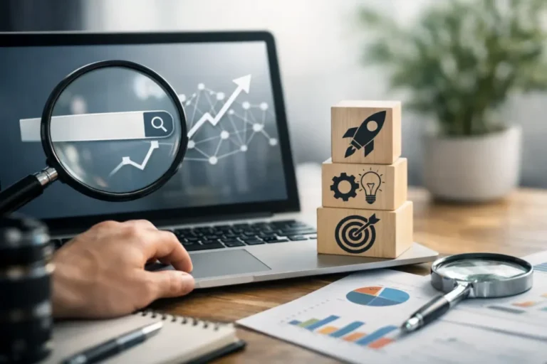 SEO tools and analytics on desk