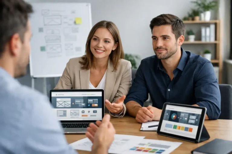 Business meeting with digital devices